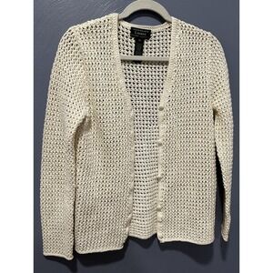 Ralph Lauren Cozy Sweater Cream Sz M Hand Knit 100 Cotton
